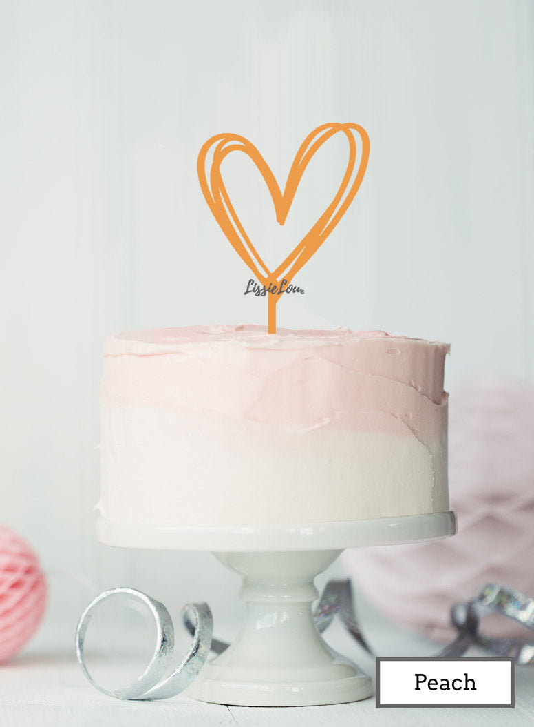 Multi Heart Wedding Valentine's Cake Topper Premium 3mm Acrylic Peach