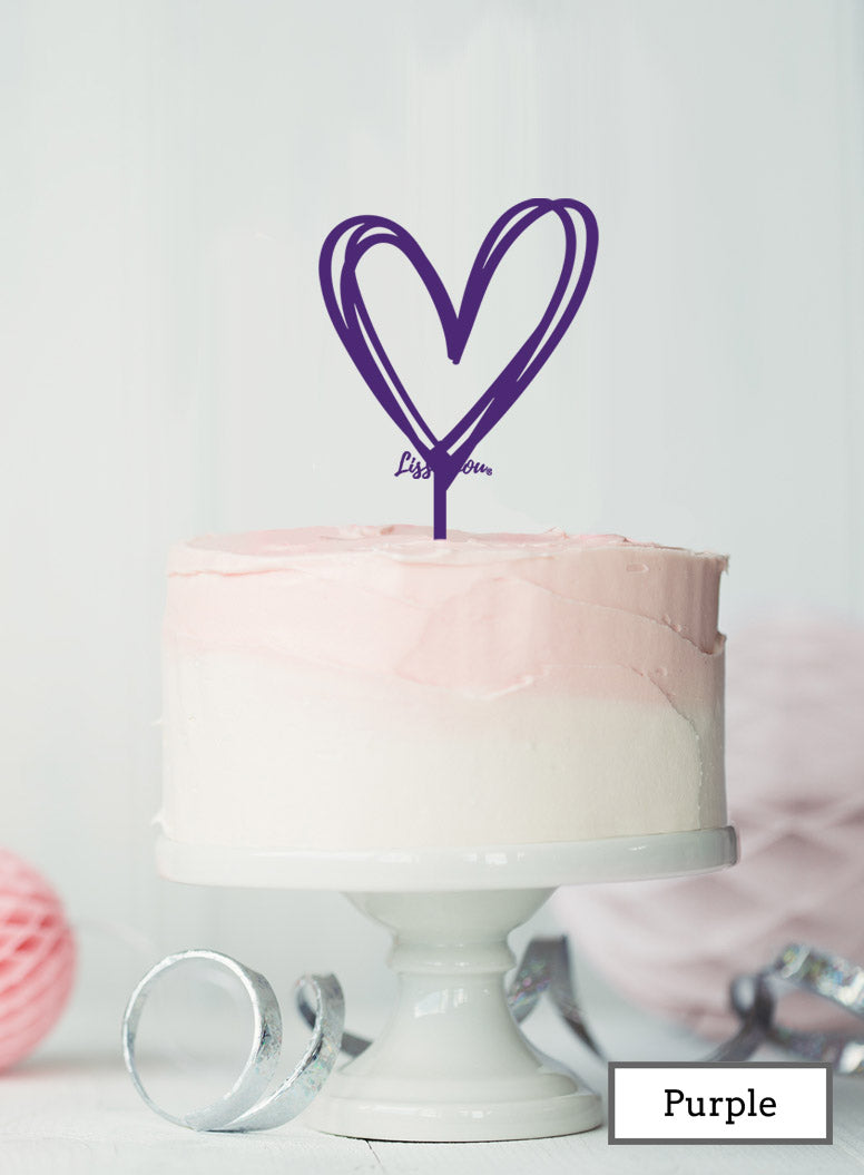 Multi Heart Wedding Valentine's Cake Topper Premium 3mm Acrylic Purple
