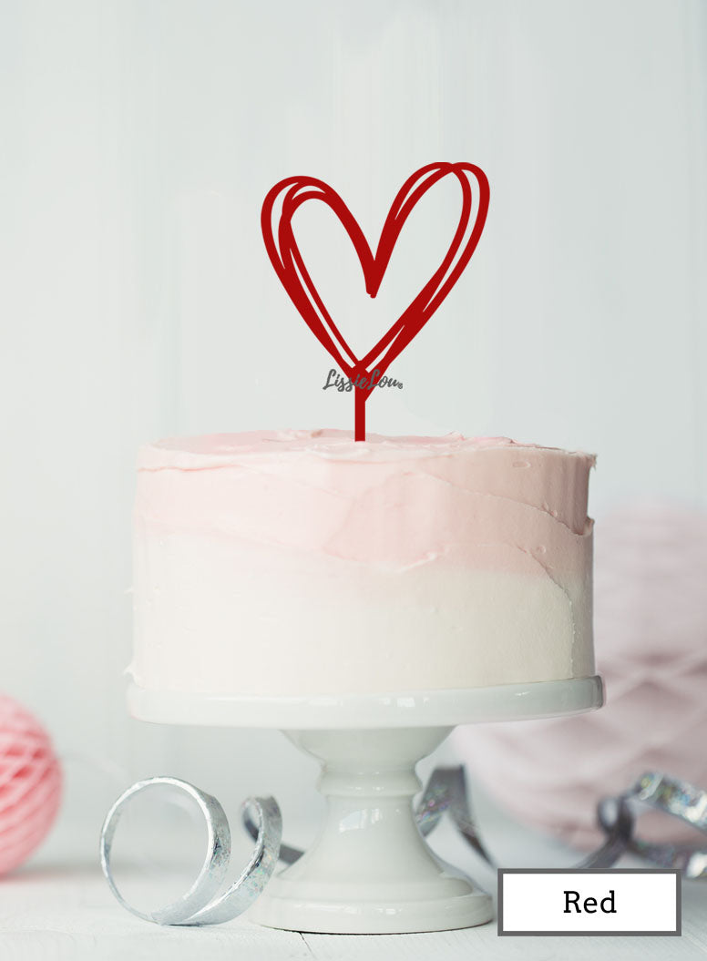 Multi Heart Wedding Valentine's Cake Topper Premium 3mm Acrylic Red