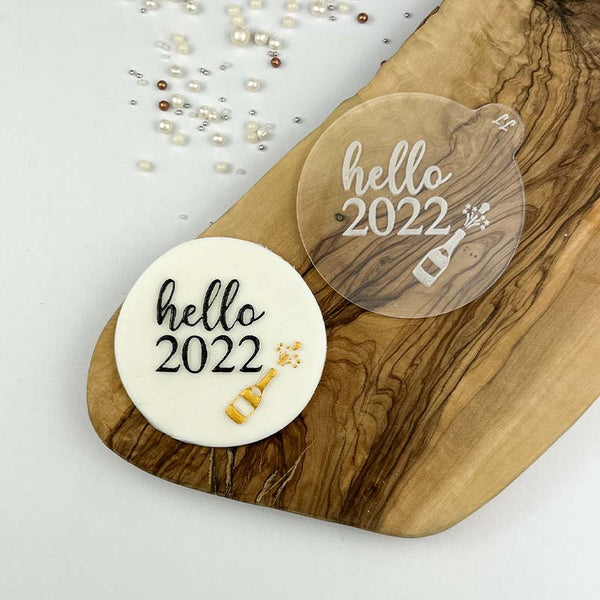 Hello 2022 with Champagne Bottle Cookie Embosser LissieLou