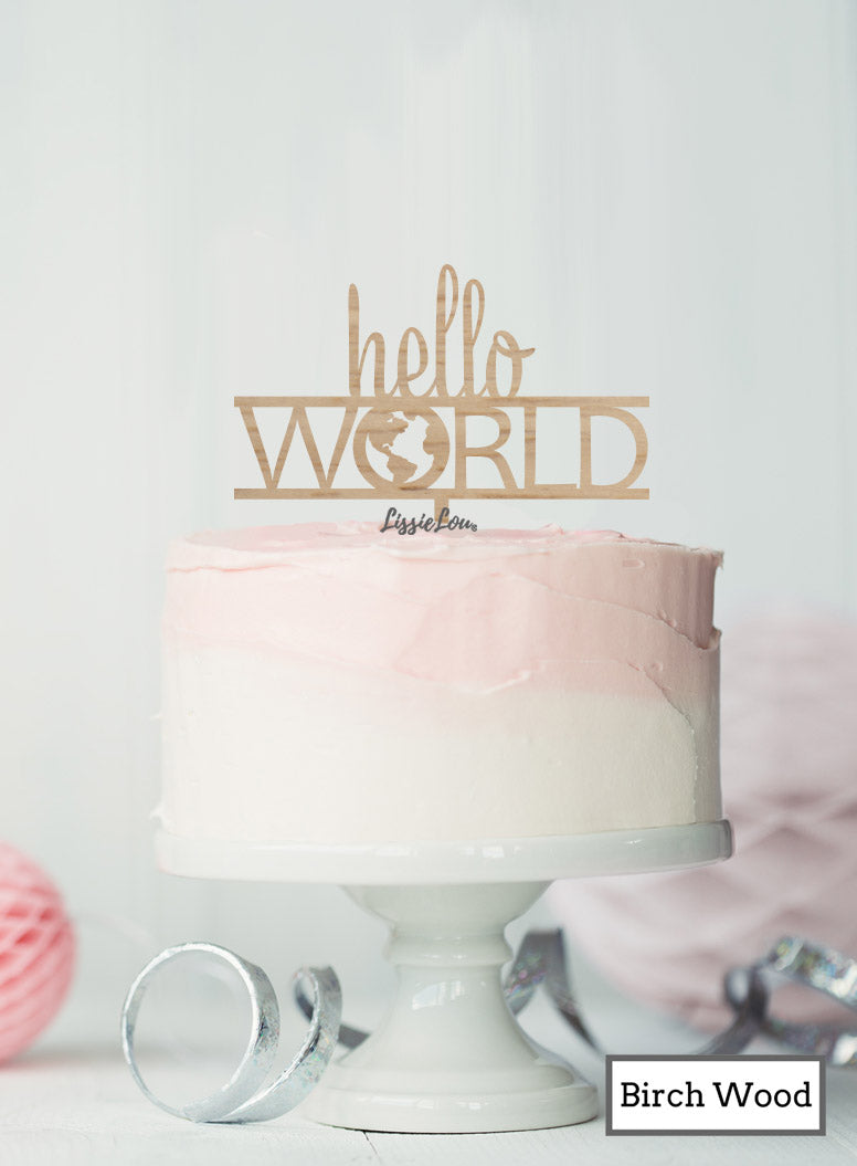 Hello World Baby Shower Cake Topper Premium 3mm Acrylic