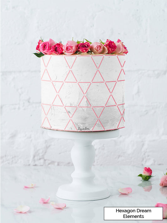 Hexagon Dream Elements Cake Stencil - Full Size Design