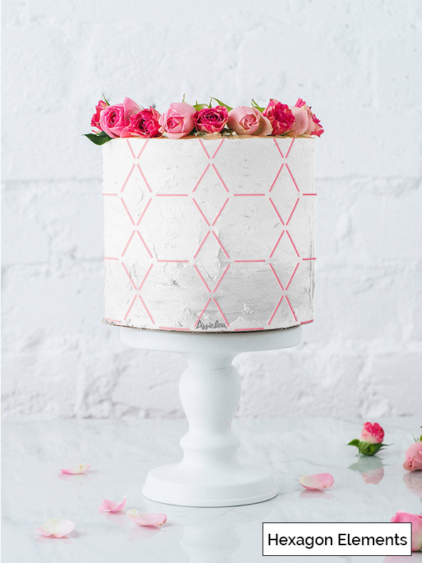 Hexagon Elements Cake Stencil - Full Size Design