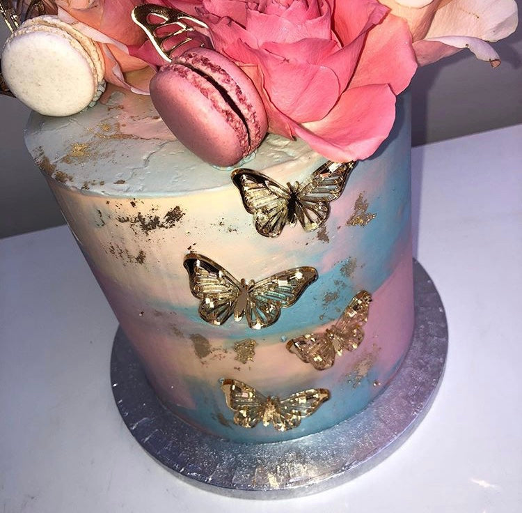 Butterfly Cake Motif Pack of 4 Premium 3mm Acrylic or Birch Wood