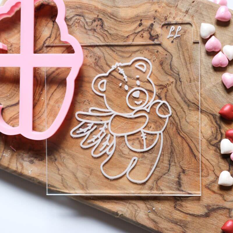 Cupid Teddy With Heart Valentine's Cookie Cutter and Embosser