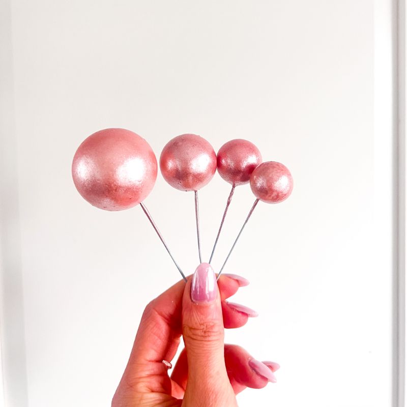 Cake Balls Set of 4 - Glitter Pink Gold