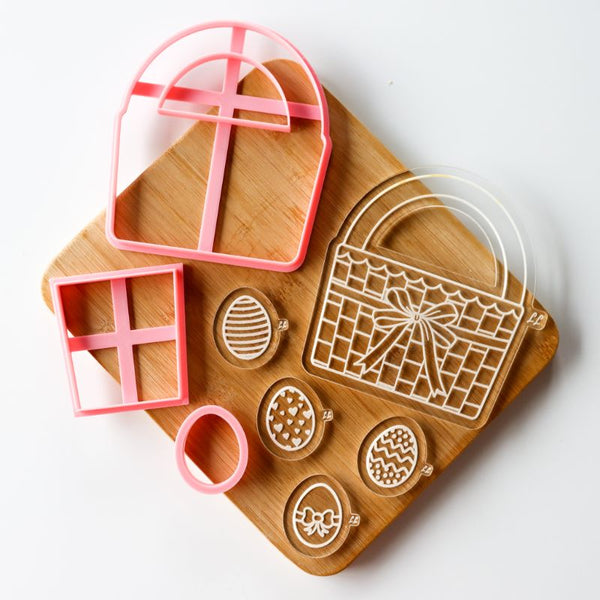 3D Easter Egg Basket Set Cookie Cutter and Embosser LissieLou