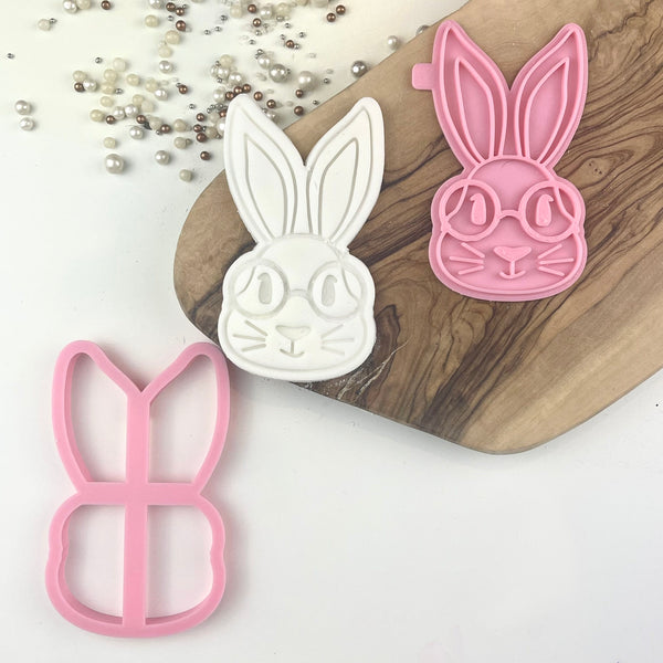 Rabbit with Glasses Easter Cookie Cutter and Stamp