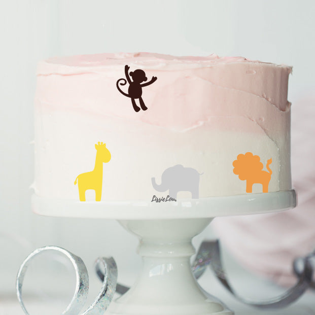 Jungle Cake Motifs Pack of 4 Premium 3mm Acrylic or Birch Wood