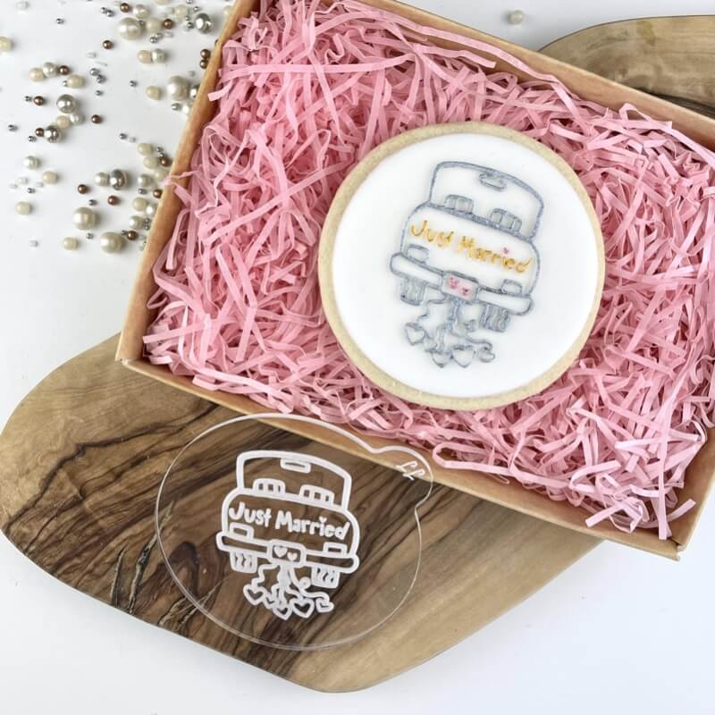 Just Married Wedding Car Cookie Embosser