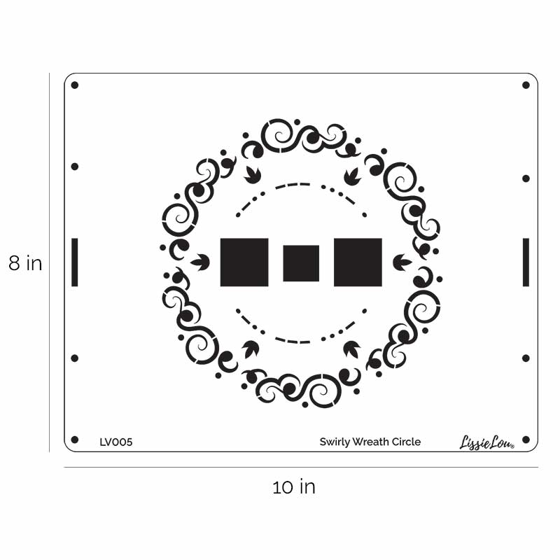 Swirly Wreath Circle Cake Stencil - Full Size Design