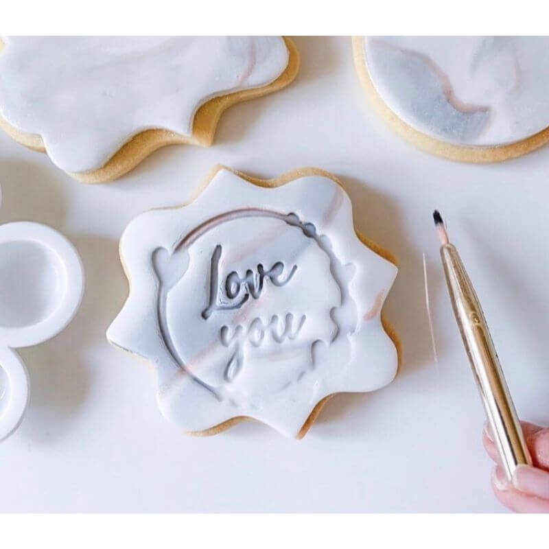 Love You with Heart Circle Cookie Stamp