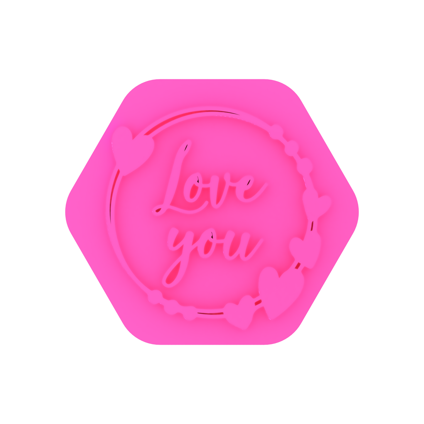 Love You with Heart Circle Cookie Stamp