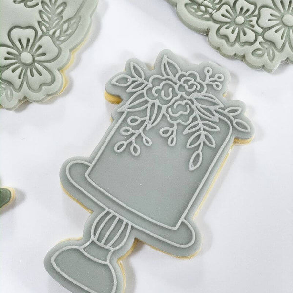 Wedding Cake with Flowers Cookie Cutter and Embosser LissieLou