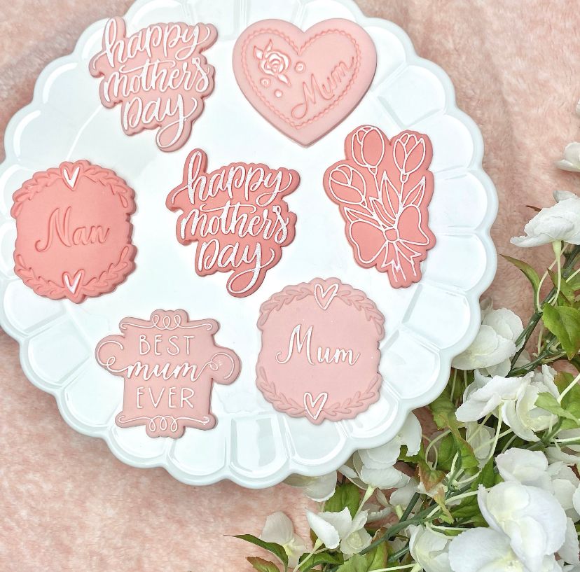 Nan With Heart and Vine Border Mother's Day Cookie Cutter and Stamp