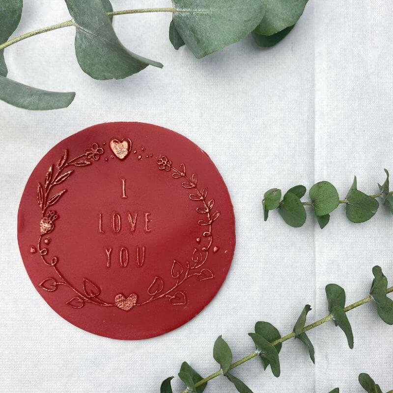 I Love You in Floral Heart Circle Valentine's Cookie Cutter and Embosser