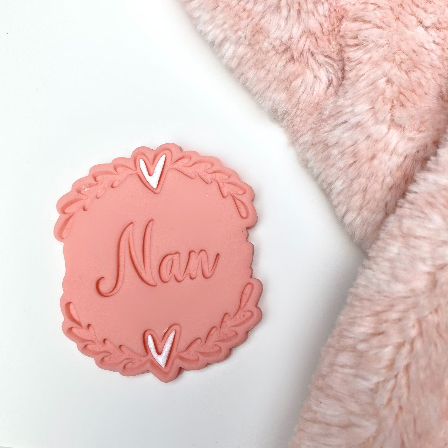 Nan With Heart and Vine Border Mother's Day Cookie Cutter and Stamp