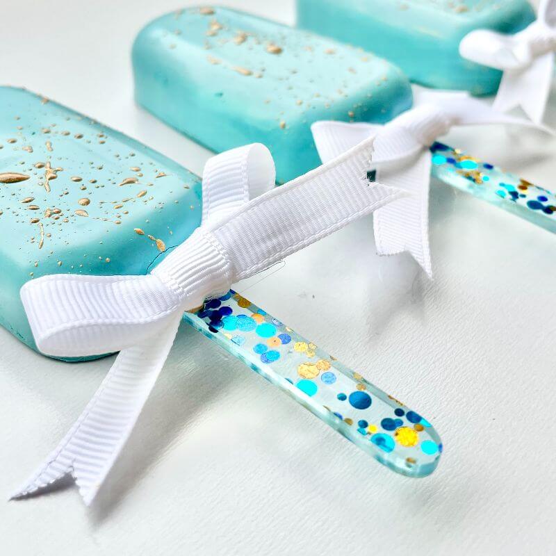 Blue & Gold Fleck Acrylic Cakesicle Lollipop Sticks