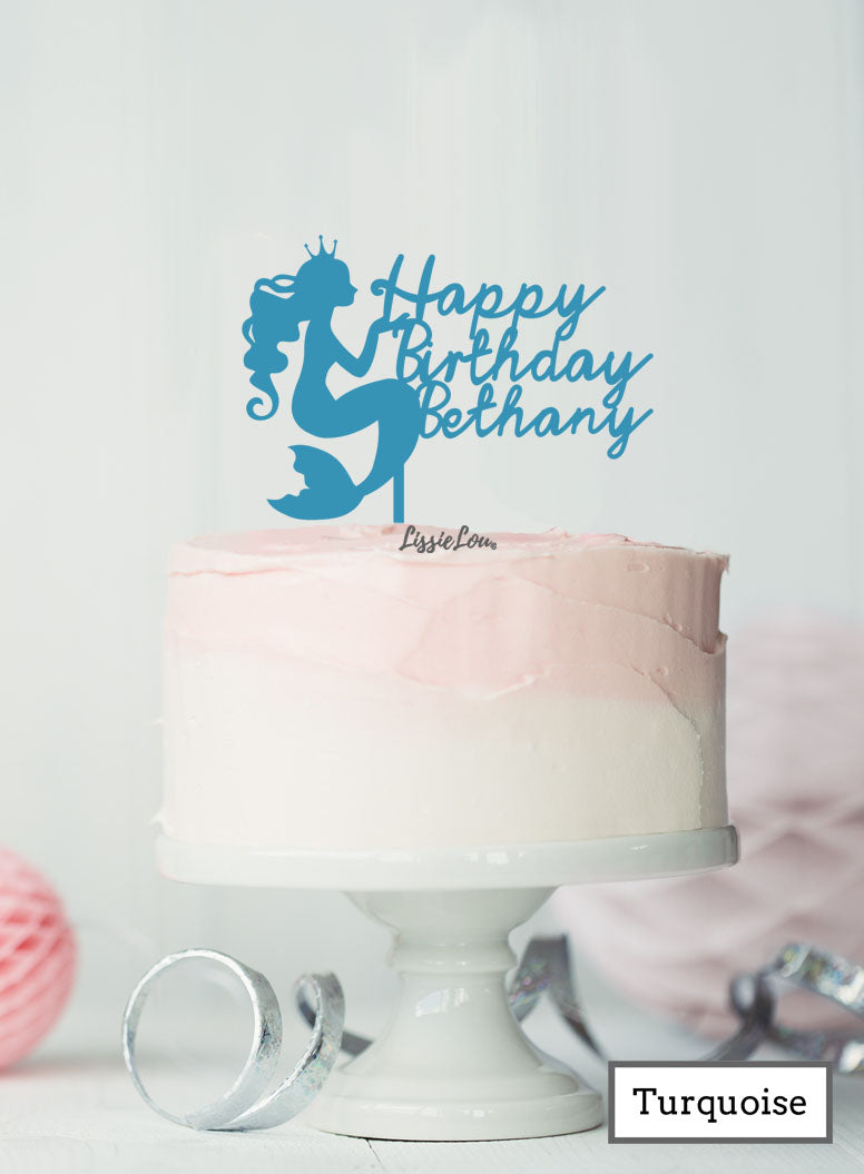 Bespoke Happy Birthday Mermaid with Name Cake Topper