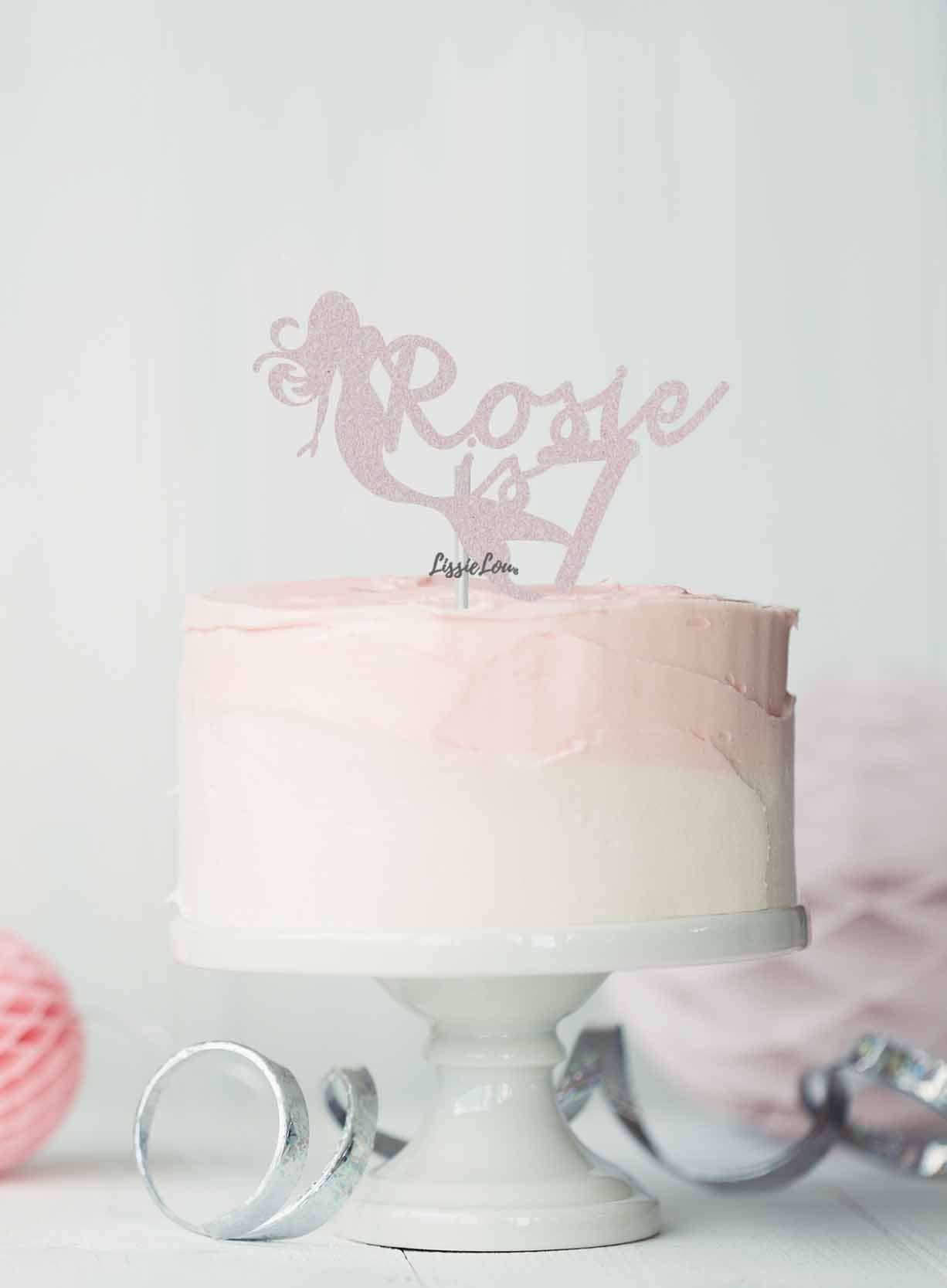 Bespoke Mermaid with Name and Age Cake Topper Glitter Card