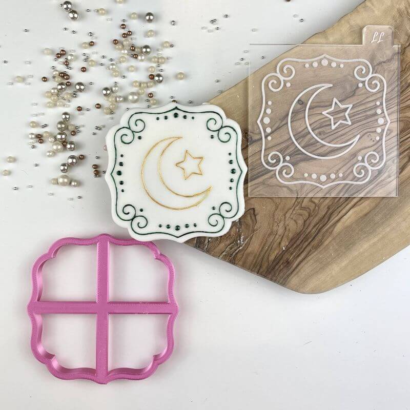 Moon and Star Plaque Ramadan Cookie Cutter and Embosser