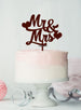 Mr and Mrs Wedding Cake Topper with Hearts Premium 3mm Acrylic Maroon