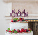 Mrs and Mrs Line Same Sex Wedding Cake Topper Glitter Card Dark Purple