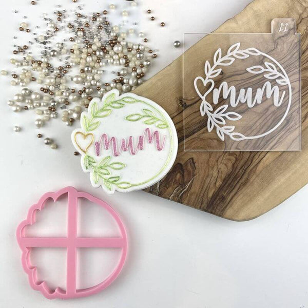 Mum with Floral Circle Mother's Day Cookie Cutter and Embosser