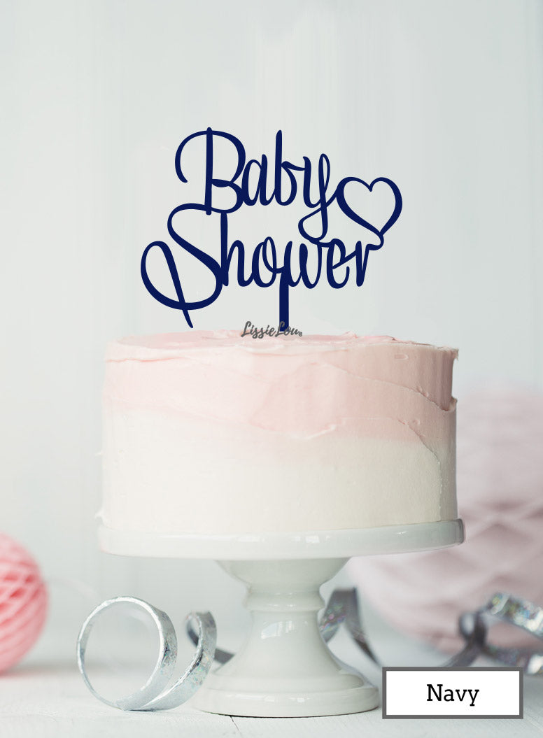 Boy with Heart Baby Shower Cake Topper Premium 3mm Acrylic Navy