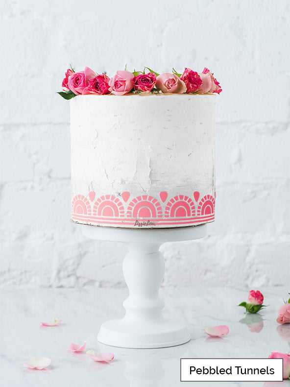 Pebbled Tunnels Cake Stencil - Border Design