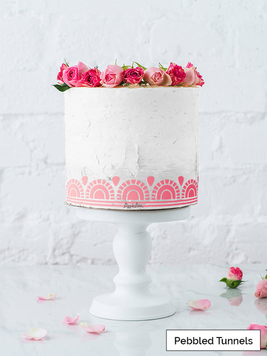 Pebbled Tunnels Cake Stencil - Border Design