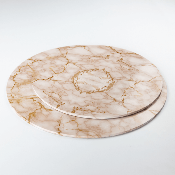 Pink & Gold Marble MDF Cake Board Drum 4mm Thick