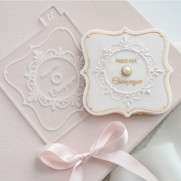 Press for Champagne Wedding Cookie Cutter and Embosser by Catherine Marie Cake