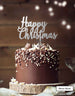 Happy Christmas Pretty Cake Topper Premium 3mm Acrylic Mirror Silver