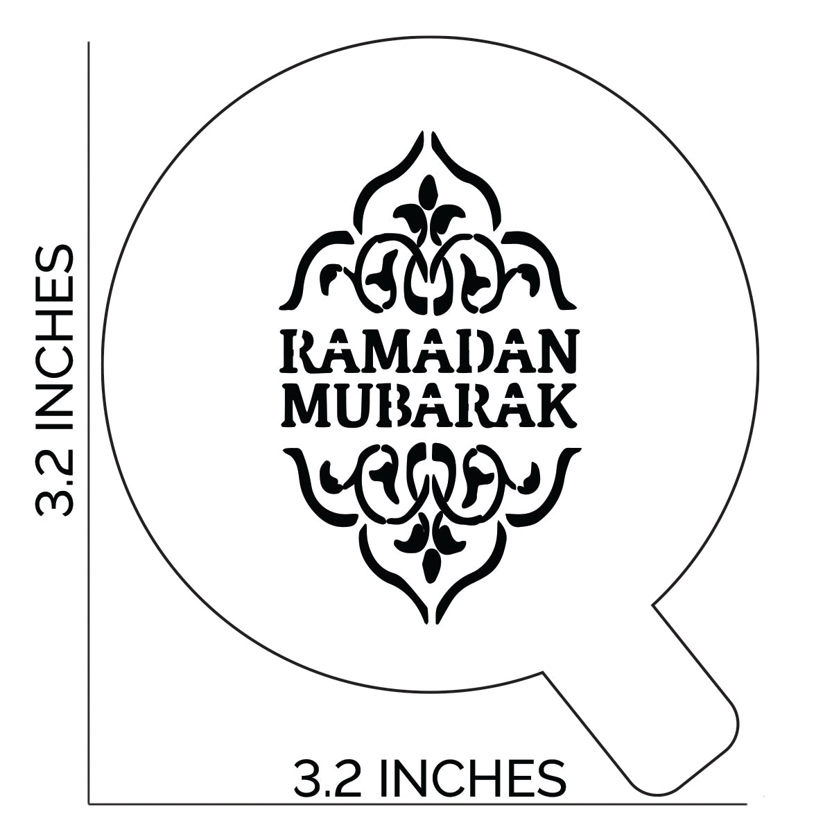 Ramadan Mubarak Decorative Cupcake Stencil - Cupcake Size Design