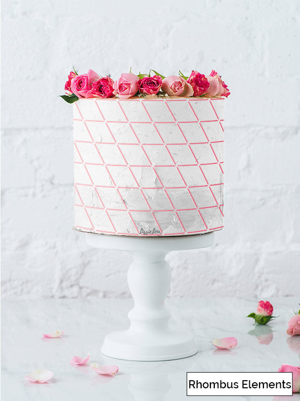 Rhombus Elements Cake Stencil - Full Size Design