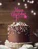 Merry Christmas with Swirl and Star Cake Topper Glitter Card Hot Pink