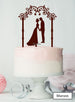 Silhouette Couple Under Pretty Arch Wedding Cake Topper Premium 3mm Acrylic Maroon