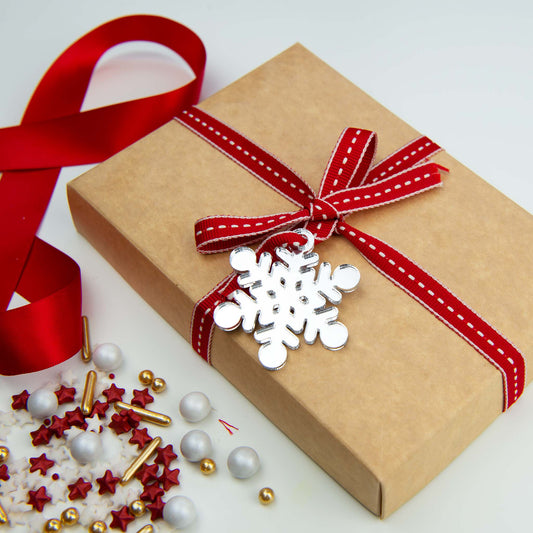 Snowflake Cookie Box Tags Pack of 4- Premium Mirror Acrylic