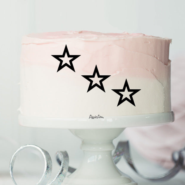 Pointy Star Cake Motif Pack of 4 Premium 3mm Acrylic or Birch Wood