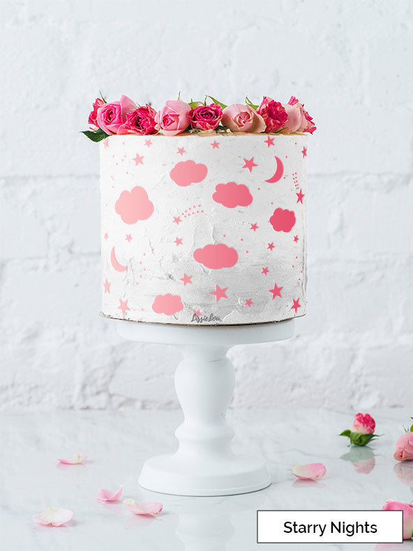 Starry Nights Cake Stencil - Full Size Design