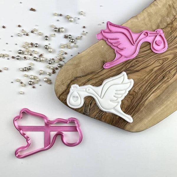 Stork with Heart Cookie Cutter and Stamp
