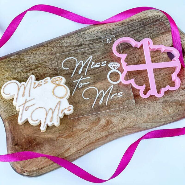 Miss to Mrs in Delicate Font Hen Party Cookie Cutter and Embosser