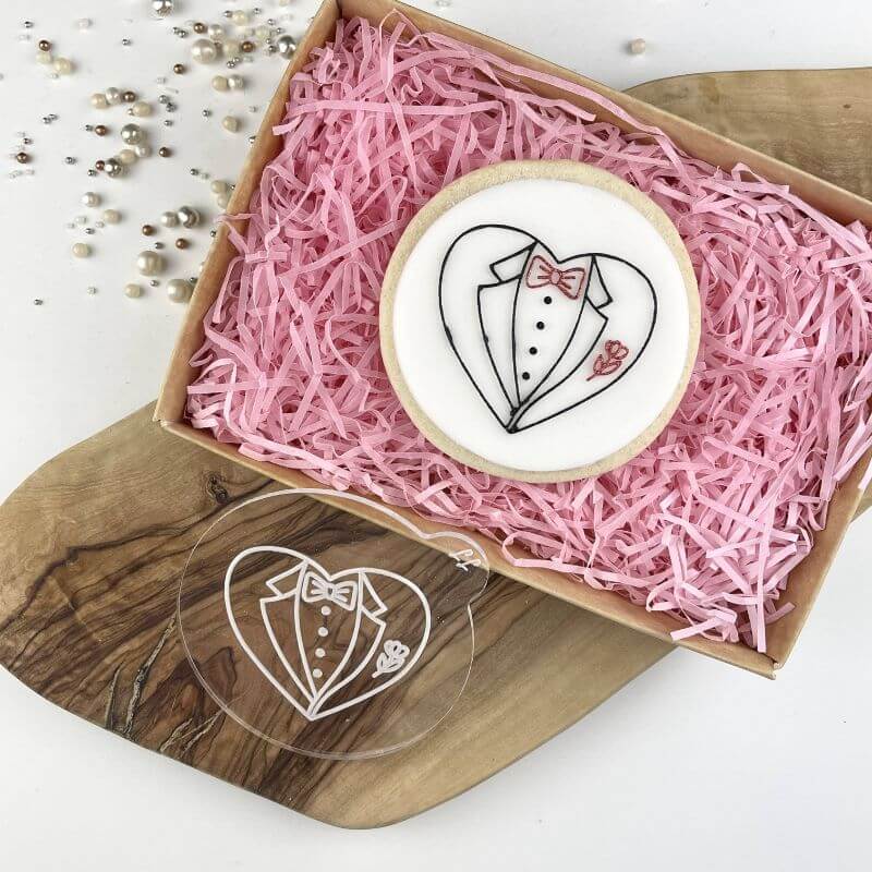 Tux in Heart Wedding Cookie Embosser