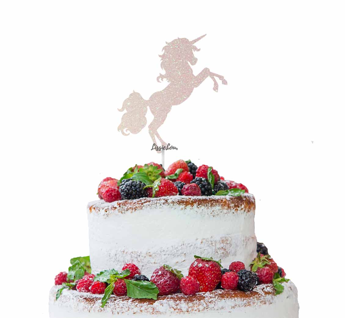 Unicorn Cake Topper Glitter Card White