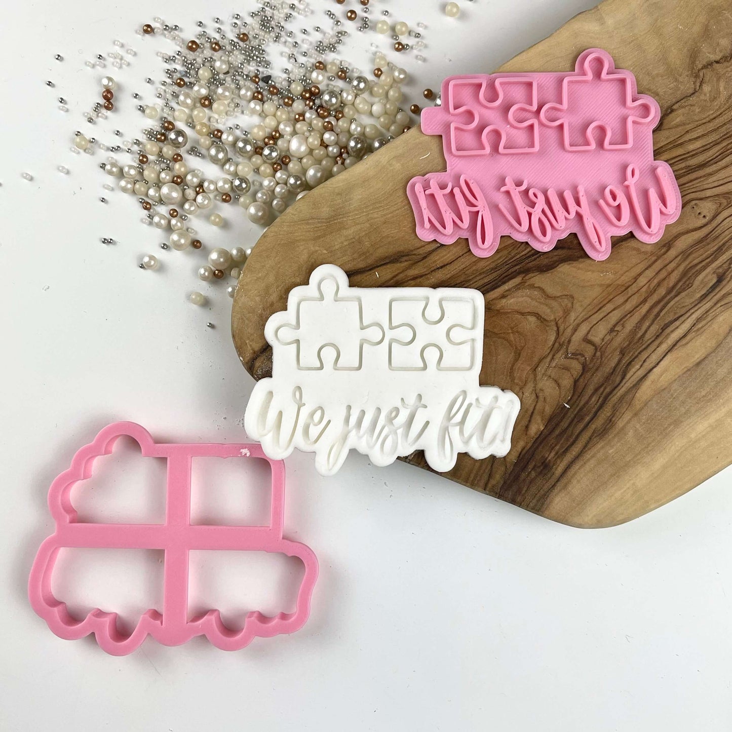 We Just Fit! with Puzzle Pieces Valentine's Cookie Cutter and Stamp