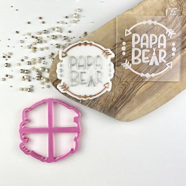 Papa Bear Wild One Style Baby Shower Cookie Cutter and Embosser