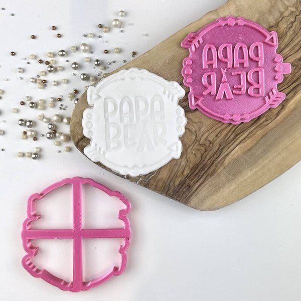 Papa Bear Wild One Style Baby Shower Cookie Cutter and Stamp