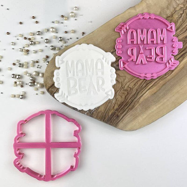 Mama Bear Wild One Style Baby Shower Cookie Cutter and Stamp