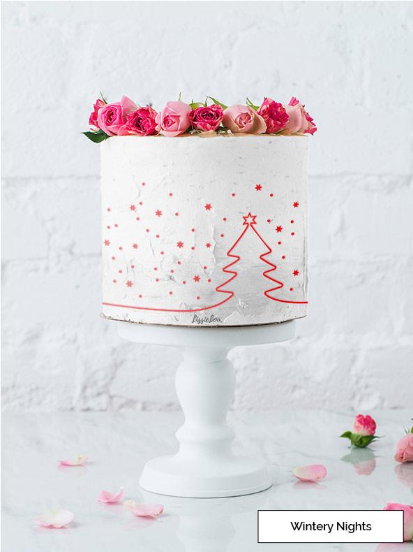 Wintery Nights Cake Stencil - Full Size Design